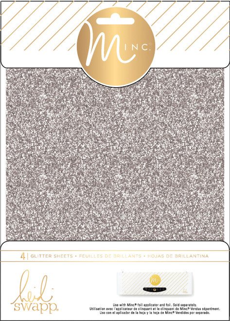 Heidi Swapp Minc Glitter Sheets 6"X8" 4/Pkg-Silver - HSGLTSH-14481